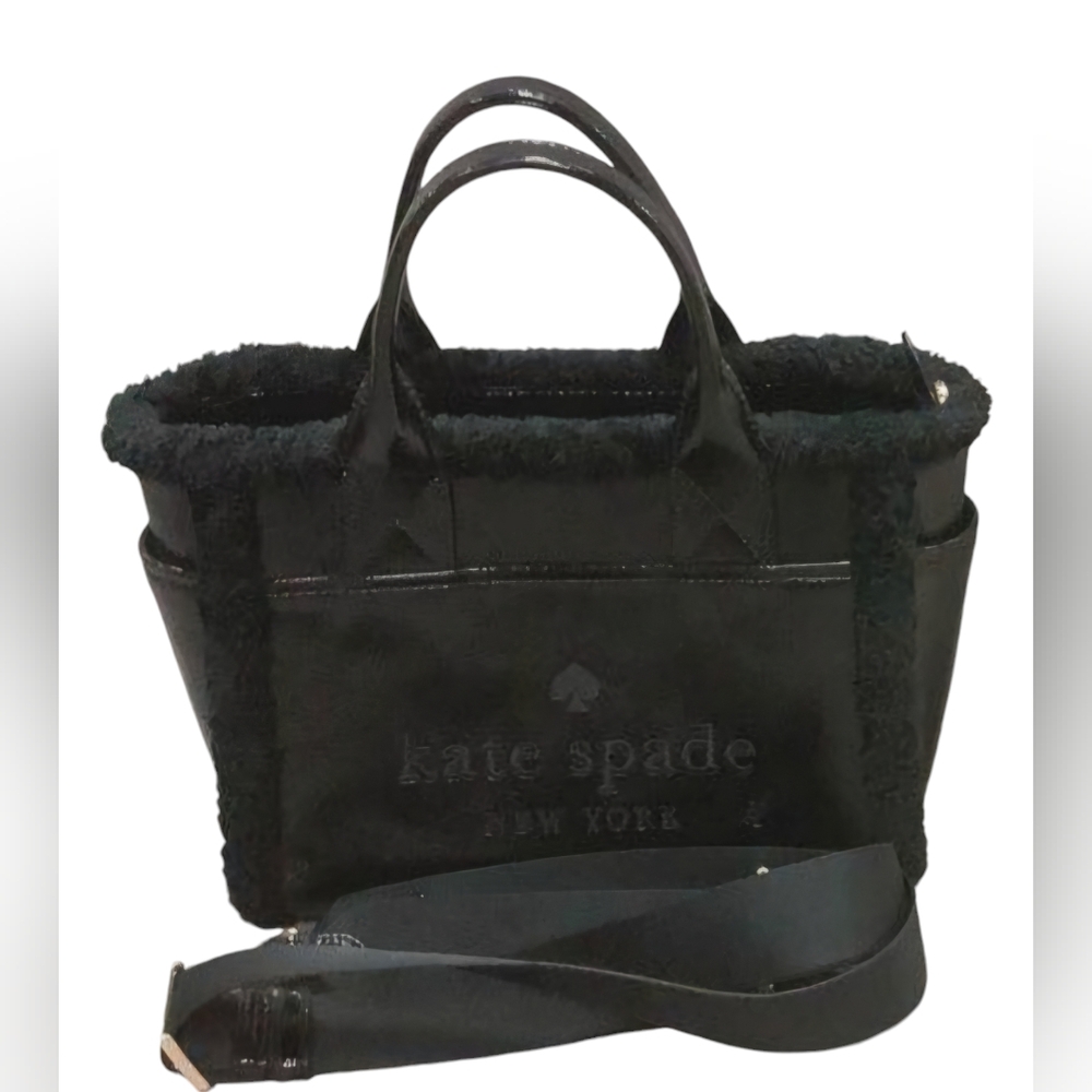Kate Spade Jett Faux Shearling Small Tote with crossbody EUC